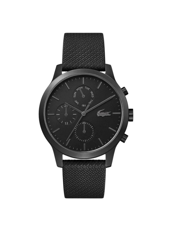 Lacoste Men’s Watch 2010997 – Black Dial with Leather Strap - Image 1
